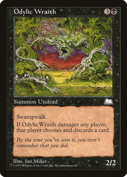 Odylic Wraith trading card from Weatherlight Odylic Wraith - Weatherlight Magic: The Gathering trading card