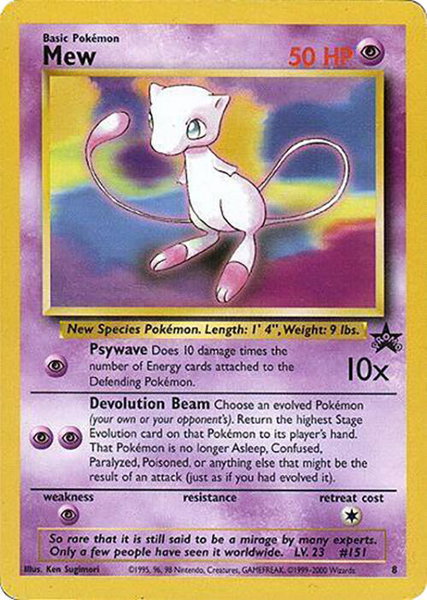 Mew - 8 (Glossy Finish) trading card from WoTC Promo Mew - 8 (Glossy Finish) - WoTC Promo Pokémon trading card