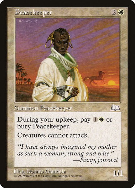 Peacekeeper - Weatherlight Magic: The Gathering trading card