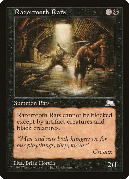 Razortooth Rats trading card from Weatherlight Razortooth Rats - Weatherlight Magic: The Gathering trading card