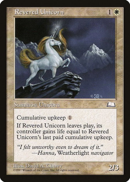 Revered Unicorn - Weatherlight Magic: The Gathering trading card