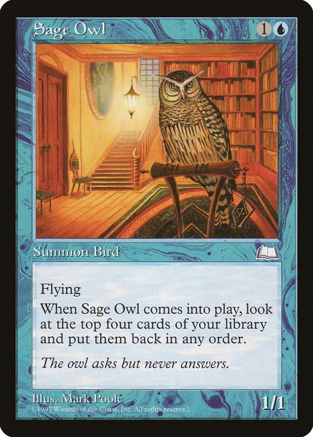 Sage Owl - Weatherlight Magic: The Gathering trading card