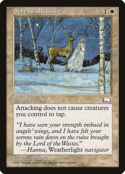 Serra's Blessing trading card from Weatherlight Serra's Blessing - Weatherlight Magic: The Gathering trading card