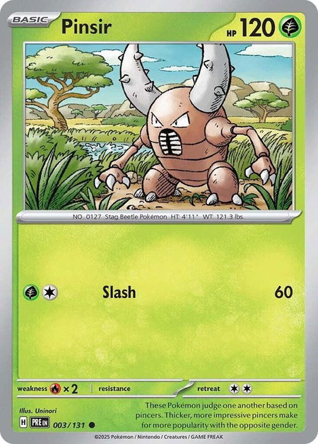 Pinsir trading card from SV: Prismatic Evolutions Pinsir - SV: Prismatic Evolutions Pokémon trading card