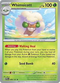 Whimsicott - SV: Prismatic Evolutions (PRE) #008/131 - Rare Pokémon Trading Card
