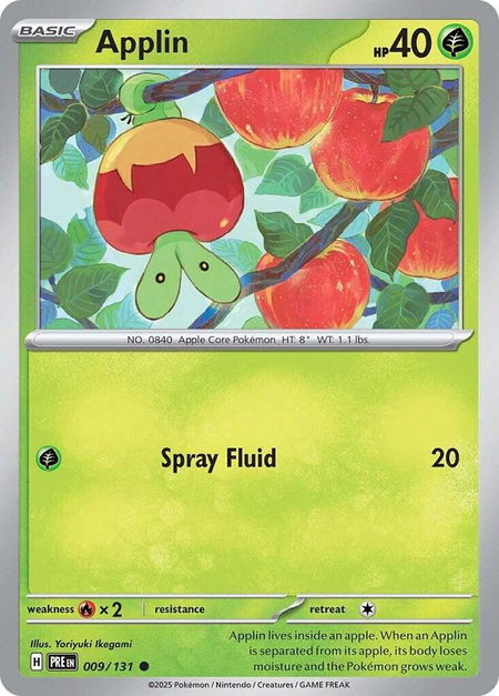 Applin trading card from SV: Prismatic Evolutions Applin - SV: Prismatic Evolutions Pokémon trading card