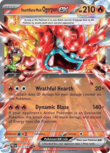Hearthflame Mask Ogerpon ex - 017/131 - SV: Prismatic Evolutions Pokémon trading card