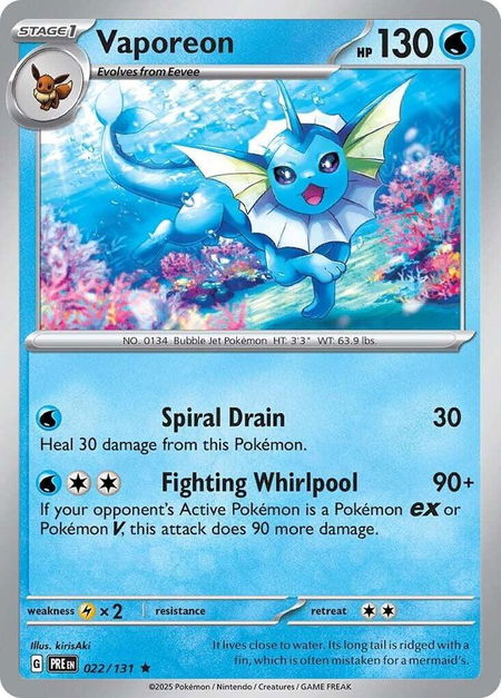 Vaporeon - SV: Prismatic Evolutions Pokémon trading card