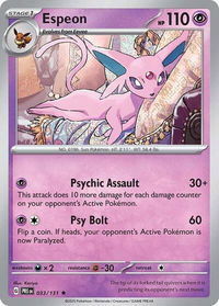 Espeon - SV: Prismatic Evolutions (PRE) #033/131 - Rare Pokémon Trading Card