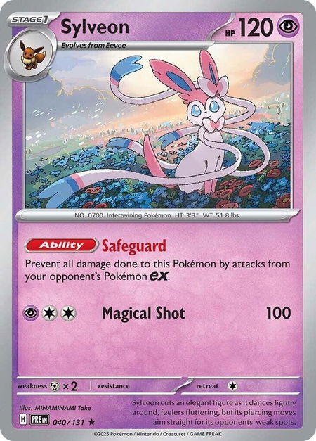 Sylveon trading card from SV: Prismatic Evolutions Sylveon - SV: Prismatic Evolutions Pokémon trading card