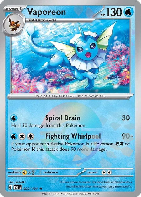 Vaporeon (Poke Ball Pattern) - SV: Prismatic Evolutions Pokémon trading card