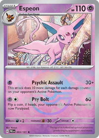 Espeon (Poke Ball Pattern) - SV: Prismatic Evolutions (PRE) #033/131 - Rare Pokémon Trading Card