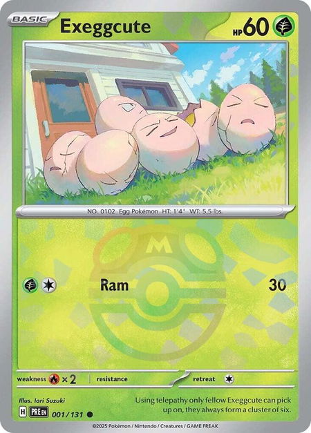Exeggcute (Master Ball Pattern) trading card from SV: Prismatic Evolutions Exeggcute (Master Ball Pattern) - SV: Prismatic Evolutions Pokémon trading card