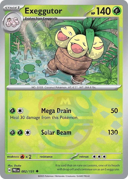 Exeggutor (Master Ball Pattern) trading card from SV: Prismatic Evolutions Exeggutor (Master Ball Pattern) - SV: Prismatic Evolutions Pokémon trading card