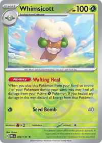 Whimsicott (Master Ball Pattern) - SV: Prismatic Evolutions (PRE) #008/131 - Rare Pokémon Trading Card