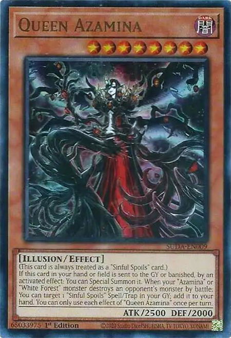 Queen Azamina - Supreme Darkness YuGiOh trading card
