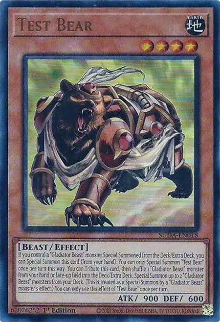 Test Bear - Supreme Darkness YuGiOh trading card