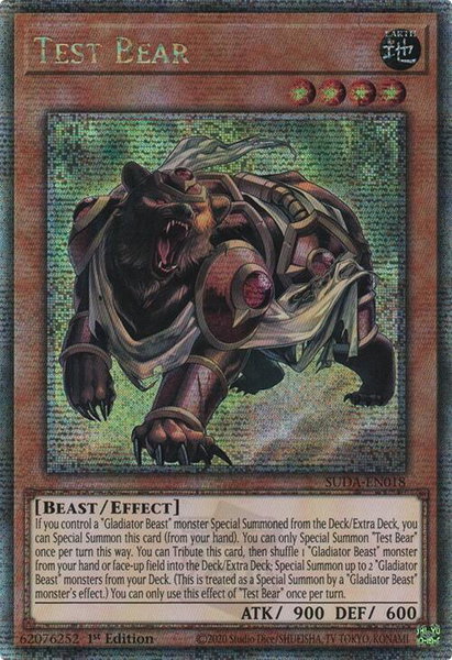 Test Bear (Quarter Century Secret Rare) - Supreme Darkness YuGiOh trading card