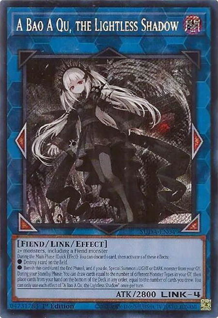 A Bao A Qu, the Lightless Shadow - Supreme Darkness YuGiOh trading card