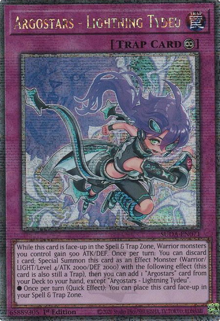 Argostars - Lightning Tydeu (Quarter Century Secret Rare) - Supreme Darkness YuGiOh trading card