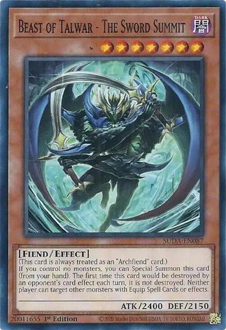 Beast of Talwar - The Sword Summit - Supreme Darkness YuGiOh trading card