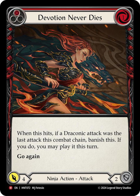 Devotion Never Dies - The Hunted Flesh and Blood trading card