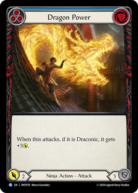 Dragon Power (Blue) trading card from The Hunted Dragon Power (Blue) - The Hunted Flesh and Blood trading card