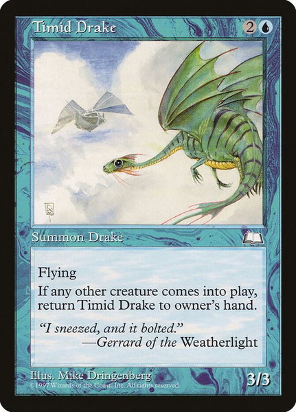 Timid Drake trading card from Weatherlight Timid Drake - Weatherlight Magic: The Gathering trading card