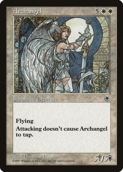 Archangel trading card from Portal Archangel - Portal Magic: The Gathering trading card