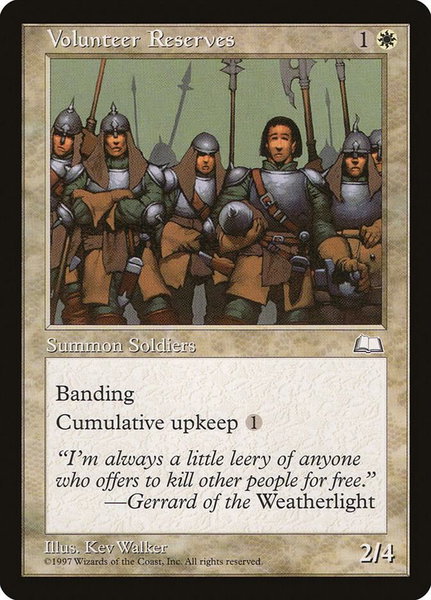 Volunteer Reserves - Weatherlight Magic: The Gathering trading card