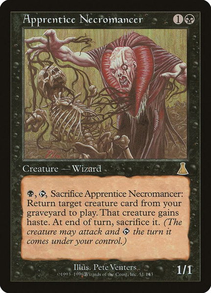 Apprentice Necromancer trading card from Urza's Destiny Apprentice Necromancer - Urza's Destiny Magic: The Gathering trading card