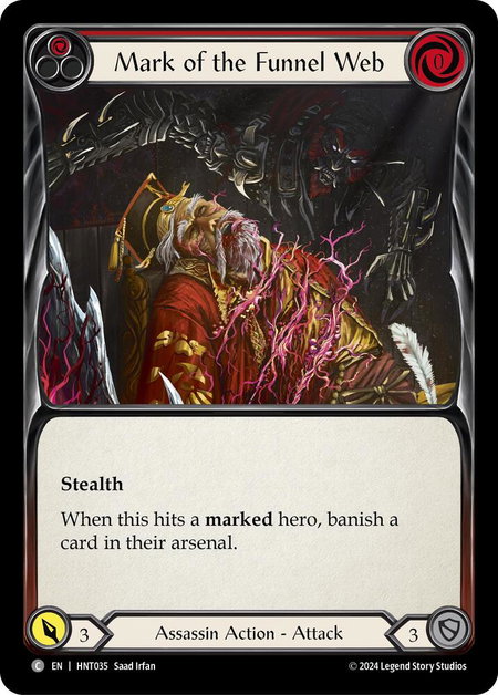 Mark of the Funnel Web (Red) trading card from The Hunted Mark of the Funnel Web (Red) - The Hunted Flesh and Blood trading card