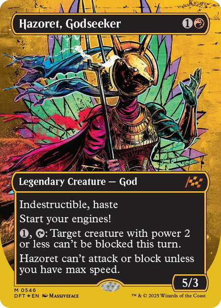 Hazoret, Godseeker (Borderless) (First-Place Foil) - Aetherdrift Magic: The Gathering trading card