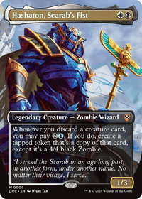 Hashaton, Scarab's Fist (Borderless) - Commander: Aetherdrift (DRC) #1 - Mythic Rare Magic: The Gathering Trading Card