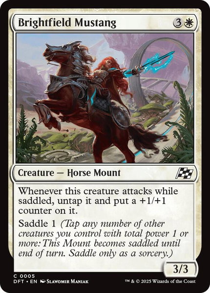 Brightfield Mustang - Aetherdrift Magic: The Gathering trading card