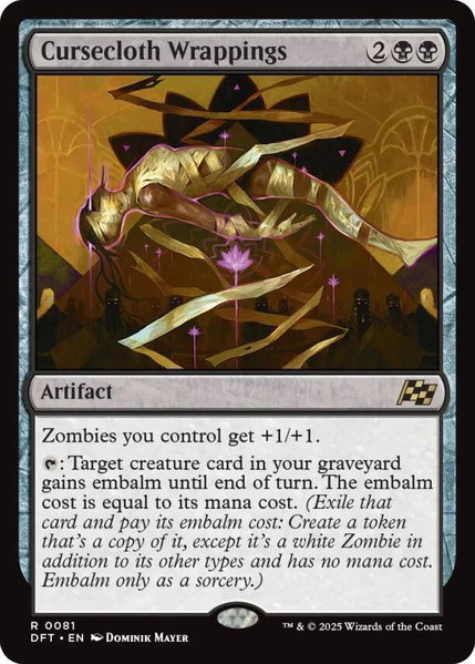 Cursecloth Wrappings trading card from Aetherdrift Cursecloth Wrappings - Aetherdrift Magic: The Gathering trading card