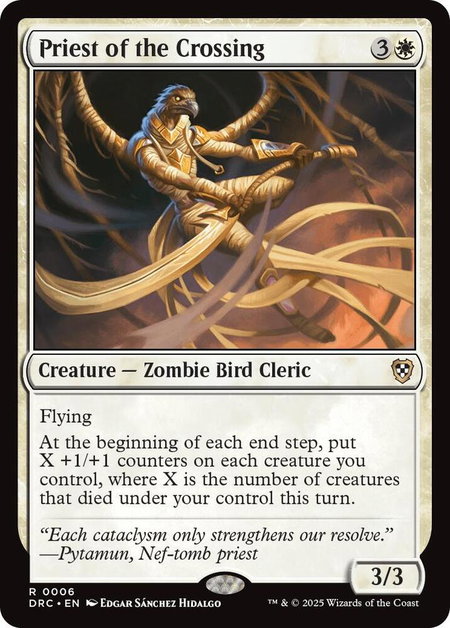 Priest of the Crossing trading card from Commander: Aetherdrift Priest of the Crossing - Commander: Aetherdrift Magic: The Gathering trading card