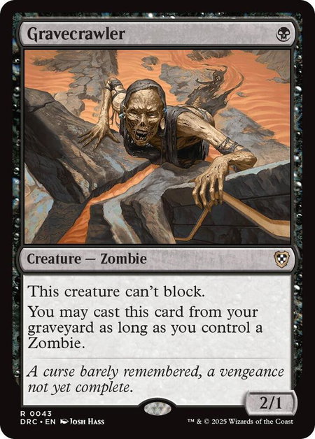 Gravecrawler trading card from Commander: Aetherdrift Gravecrawler - Commander: Aetherdrift Magic: The Gathering trading card