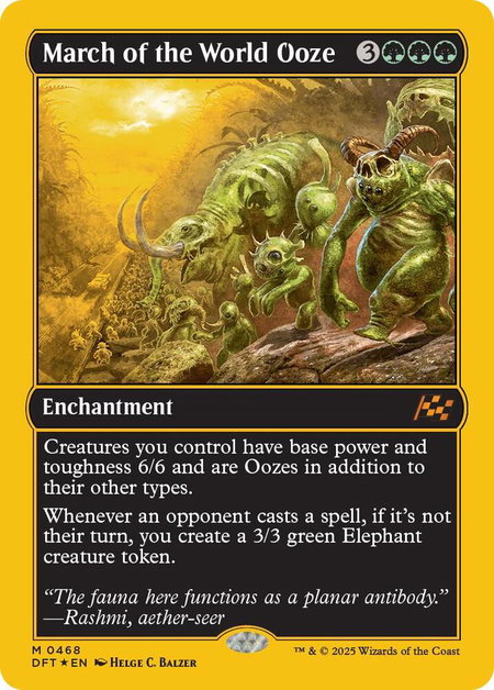 March of the World Ooze (First-Place Foil) - Aetherdrift Magic: The Gathering trading card