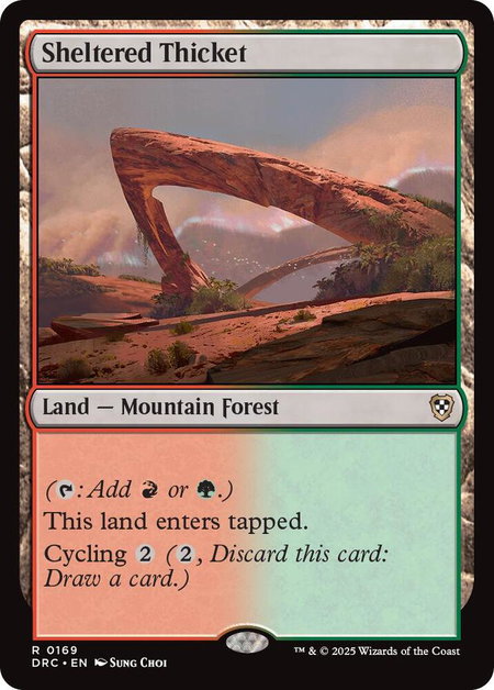 Sheltered Thicket - Commander: Aetherdrift Magic: The Gathering trading card