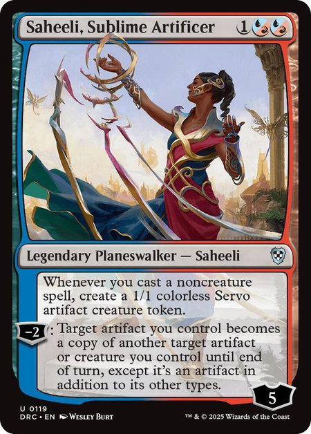 Saheeli, Sublime Artificer - Commander: Aetherdrift Magic: The Gathering trading card