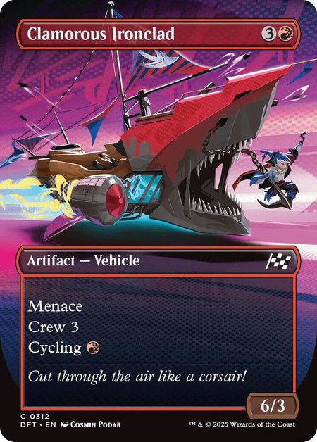 Clamorous Ironclad (Borderless) - Aetherdrift Magic: The Gathering trading card