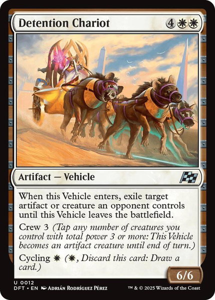 Detention Chariot trading card from Aetherdrift Detention Chariot - Aetherdrift Magic: The Gathering trading card
