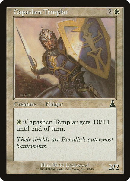 Capashen Templar trading card from Urza's Destiny Capashen Templar - Urza's Destiny Magic: The Gathering trading card