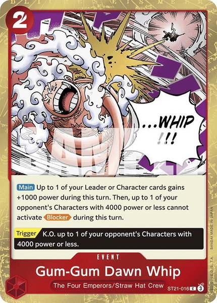 Gum-Gum Dawn Whip trading card from Starter Deck EX: Gear 5 Gum-Gum Dawn Whip - Starter Deck EX: Gear 5 One Piece trading card