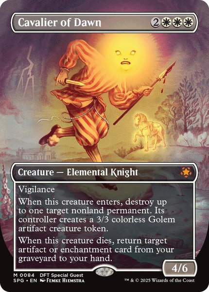 Cavalier of Dawn (Borderless) trading card from Special Guests Cavalier of Dawn (Borderless) - Special Guests Magic: The Gathering trading card