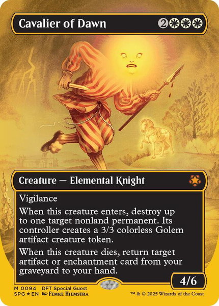 Cavalier of Dawn (Borderless) (First-Place Foil) trading card from Special Guests Cavalier of Dawn (Borderless) (First-Place Foil) - Special Guests Magic: The Gathering trading card