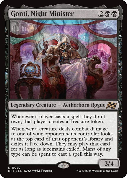 Gonti, Night Minister - Aetherdrift Magic: The Gathering trading card