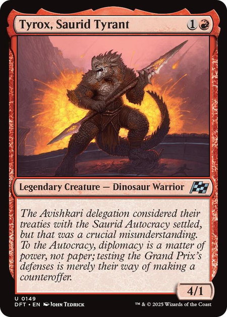 Tyrox, Saurid Tyrant - Aetherdrift Magic: The Gathering trading card