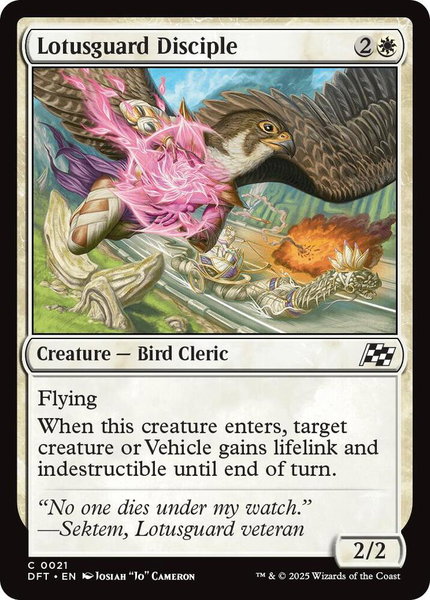 Lotusguard Disciple trading card from Aetherdrift Lotusguard Disciple - Aetherdrift Magic: The Gathering trading card